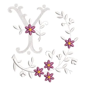 Matriz de bordado Monograma Floral Letra Y