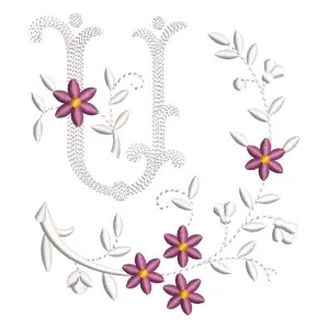 Matriz de bordado Monograma Floral Letra U