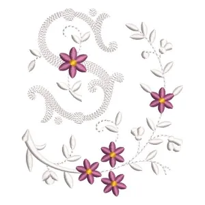 Matriz de bordado Monograma Floral Letra S 