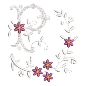 Matriz de bordado Monograma Floral Letra  P