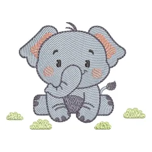 Matriz de bordado Elefante Baby (Pontos leves)