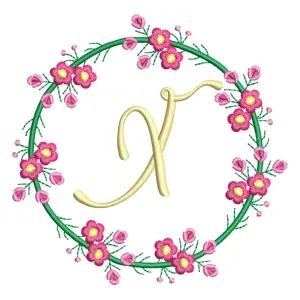 Matriz de bordado Monograma Floral Letra X