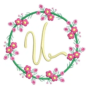 Matriz de bordado Monograma Floral Letra U