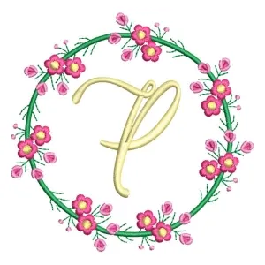 Matriz de bordado Monograma Floral Letra P