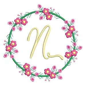 Matriz de bordado Monograma Floral Letra N