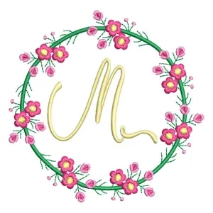 Matriz de bordado Monograma Floral Letra M