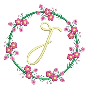 Matriz de bordado Monograma Floral Letra J