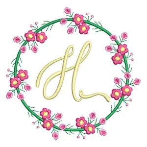 Matriz de bordado Monograma Floral Letra H