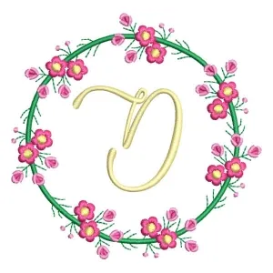 Matriz de bordado Monograma Floral Letra D