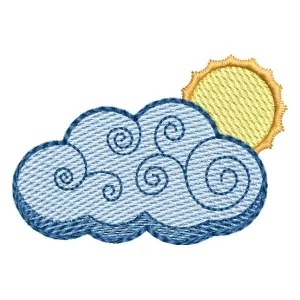 Matriz de bordado Sol e Nuvem Cute (Pontos Leves)