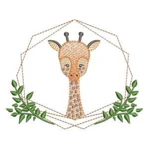 Matriz de bordado Girafa em Moldura (Pontos Leves)