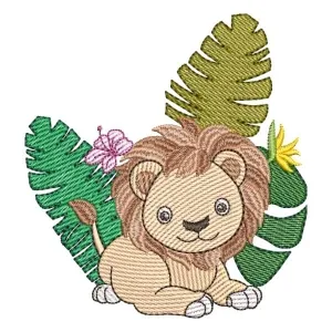 Matriz de bordado Leão Tropical (Pontos Leves)