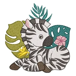 Matriz de bordado Zebra Tropical (Pontos Leves)