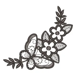 Matriz de bordado Borboleta com Floral (Pontos Leves)