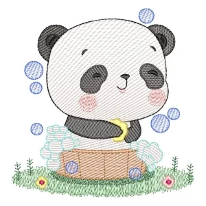 Matriz de bordado Panda no Banho (Pontos Leves)