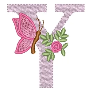 Matriz de bordado Alfabeto Floral Letra Y