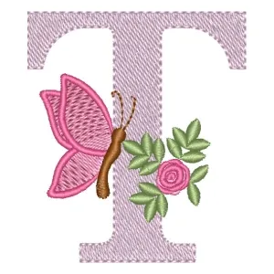 Matriz de bordado Alfabeto Floral Letra T