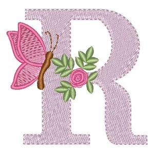 Matriz de bordado Alfabeto Floral Letra R