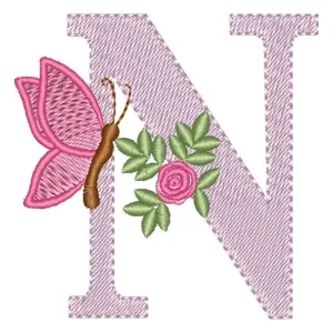 Matriz de bordado Alfabeto Floral Letra N