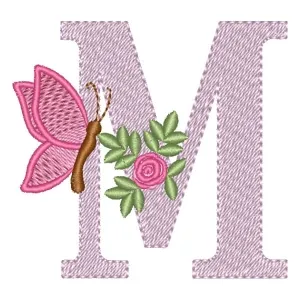 Matriz de bordado Alfabeto Floral Letra M
