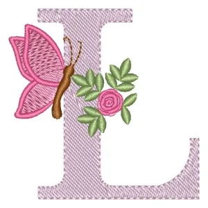 Matriz de bordado Alfabeto Floral Letra L