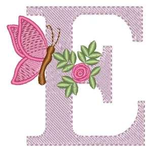 Matriz de bordado Alfabeto Floral Letra E