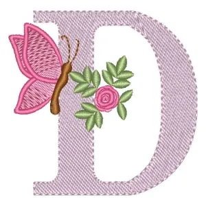Matriz de bordado Alfabeto Floral Letra D