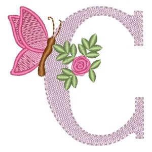 Matriz de bordado Alfabeto Floral Letra C
