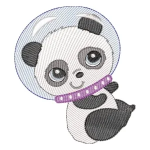 Matriz de bordado Panda Astronauta (Pontos Leves)