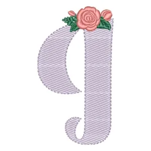 Matriz de bordado Alfabeto com Floral Letra J (Pontos Leves)