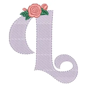 Matriz de bordado Alfabeto com Floral Letra L (Pontos Leves)