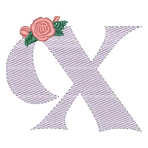 Matriz de bordado Alfabeto com Floral Letra X (Pontos Leves)