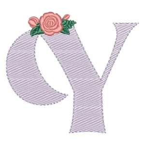 Matriz de bordado Alfabeto com Floral Letra Y (Pontos Leves)