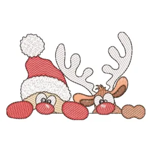 Matriz de bordado Papai Noel e Rena (Pontos Leves)