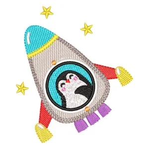 Matriz de bordado Pinguim Astronauta (Pontos Leves)