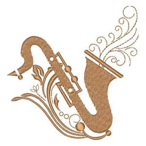 Matriz de bordado Saxofone e Notas Musicais