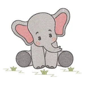 Matriz de bordado Elefante Cute (Pontos Leves)