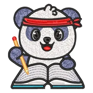 Matriz de bordado Panda Escrevendo