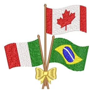 Matriz de bordado Bandeiras Itália Canadá e Brasil