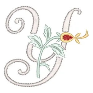 Matriz de bordado Monograma Floral Letra Y