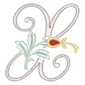Matriz de bordado Monograma Floral Letra X