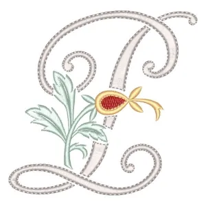 Matriz de bordado Monograma Floral Letra P