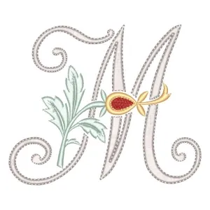 Matriz de bordado Monograma Floral Letra M