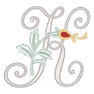 Matriz de bordado Monograma Floral Letra K