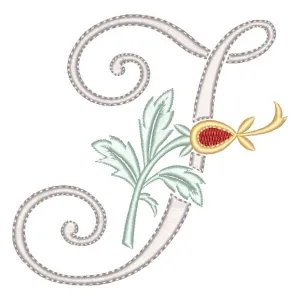 Matriz de bordado Monograma Floral Letra J