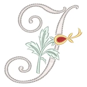 Matriz de bordado Monograma Floral Letra I