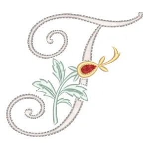 Matriz de bordado Monograma Floral Letra F