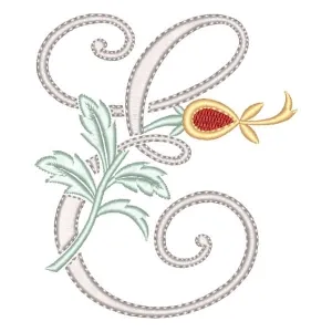 Matriz de bordado Monograma Floral Letra E