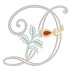 Matriz de bordado Monograma Floral Letra D