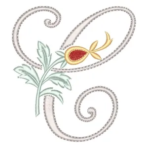 Matriz de bordado Monograma Floral Letra C